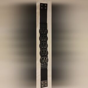 White House Black Market Black Leather Woven Strap